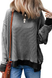 Round Neck Striped Loose Long Sleeved Sweatshirt