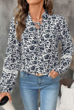 Vintage Strap V-Neck Floral Print Short Sleeve Shirt