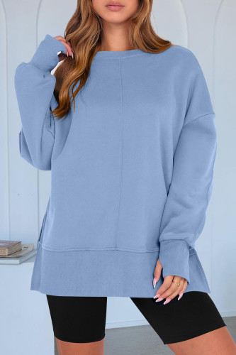 Solid Color Loose Sports Long Sleeved Sweatshirt