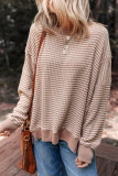 Round Neck Striped Loose Long Sleeved Sweatshirt