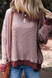Round Neck Striped Loose Long Sleeved Sweatshirt