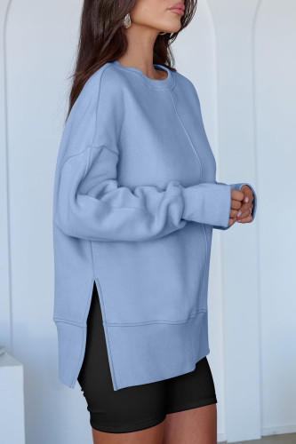 Solid Color Loose Sports Long Sleeved Sweatshirt