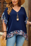 Printed Round Neck Bat Short Sleeved Shirt