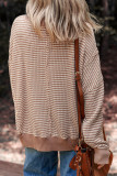 Round Neck Striped Loose Long Sleeved Sweatshirt