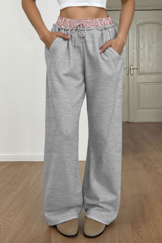 Solid Color Elastic Waist Straight Leg Pants