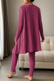 Striped Printed Long Sleeved Long Pants Three Piece Pajamas