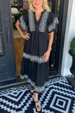 Retro Printed Loose Short Sleeved Dress