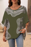 Retro Printed Round Neck Bat Short Sleeved Shirt
