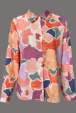 Countryside Style Printed Polo Collar Long Sleeved Shirt