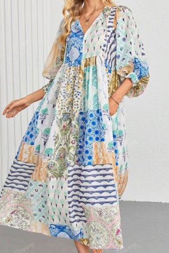 Bohemian Lantern Long Sleeved Dress