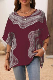 Retro Printed Round Neck Bat Short Sleeved Shirt