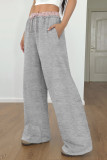 Solid Color Elastic Waist Straight Leg Pants