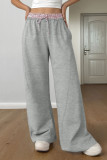 Solid Color Elastic Waist Straight Leg Pants