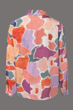 Countryside Style Printed Polo Collar Long Sleeved Shirt