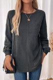 Solid Color Round Neck Long Sleeved Sweatshirt