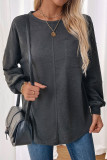 Solid Color Round Neck Long Sleeved Sweatshirt