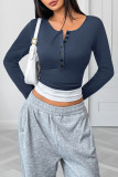 Round Neck Long Sleeved Fake Two-Piece Shirt