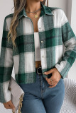 Checkered Print Lapel Long Sleeved Cardigan Jacket