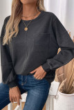 Solid Color Round Neck Long Sleeved Sweatshirt