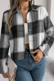 Checkered Print Lapel Long Sleeved Cardigan Jacket