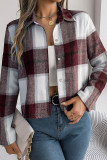 Checkered Print Lapel Long Sleeved Cardigan Jacket
