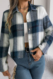 Checkered Print Lapel Long Sleeved Cardigan Jacket