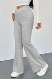 Solid Color Casual V-Neck Flared Pants