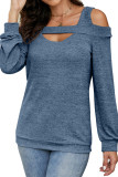 Round Neck Solid Color Long Sleeved Loose T-Shirt