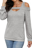Round Neck Solid Color Long Sleeved Loose T-Shirt