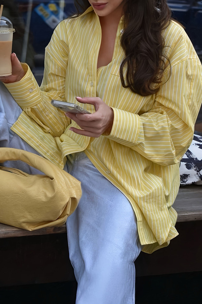 Spring New Striped Loose Long Sleeved Shirt
