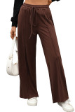 Solid Color Elastic Waist Straight Loose Leg Pants