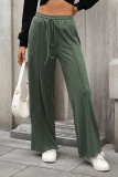 Solid Color Elastic Waist Straight Loose Leg Pants