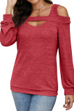 Round Neck Solid Color Long Sleeved Loose T-Shirt