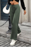 Solid Color Elastic Waist Straight Loose Leg Pants