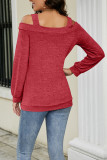 Round Neck Solid Color Long Sleeved Loose T-Shirt