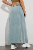 Elastic High Waisted Casual Denim Skirt