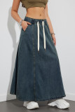 Elastic High Waisted Casual Denim Skirt