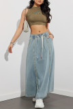 Elastic High Waisted Casual Denim Skirt