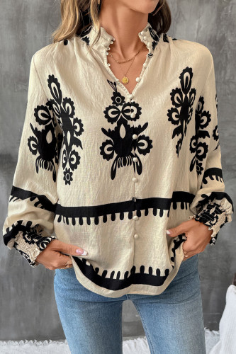 Vintage Ethnic Style Printed Long Sleeved Shirt