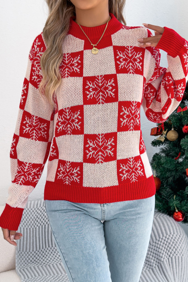 Christmas Tree Printed Lantern Long Sleeved Sweater