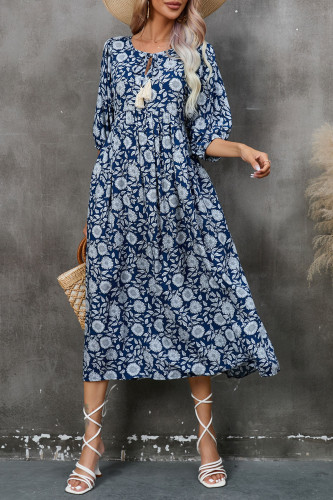 Bohemian V-Neck Printed Beach Dress