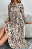 Floral Print Long Sleeved Ruffle Edge Dress
