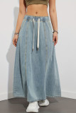 Elastic High Waisted Casual Denim Skirt
