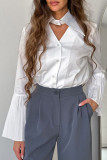 Solid Color Cotton Horn Long Sleeved Shirt
