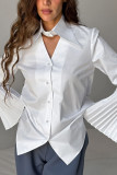Solid Color Cotton Horn Long Sleeved Shirt