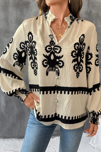 Vintage Ethnic Style Printed Long Sleeved Shirt