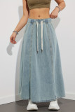Elastic High Waisted Casual Denim Skirt