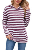 Striped Printed Long Sleeved Hooded Sweatshirt