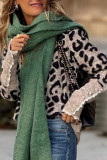 Leopard Print Long Sleeved Round Neck Knitted Sweater