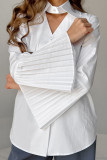Solid Color Cotton Horn Long Sleeved Shirt